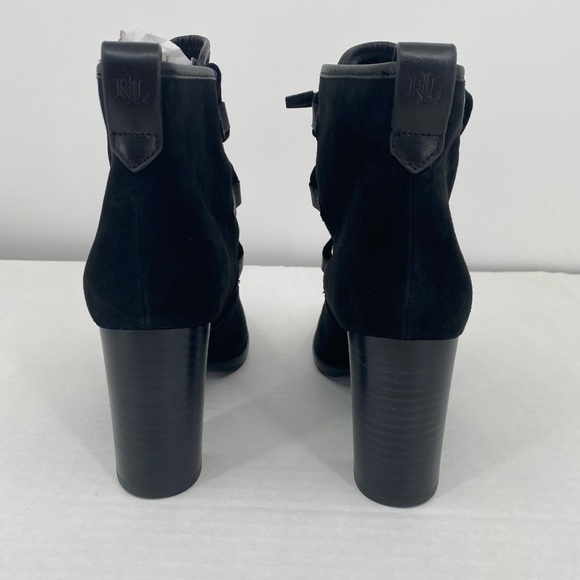 Lauren Ralph Lauren Womens Mabel Suede Lace-Up Booties Black Size 8.5‎ - Picture 9 of 14
